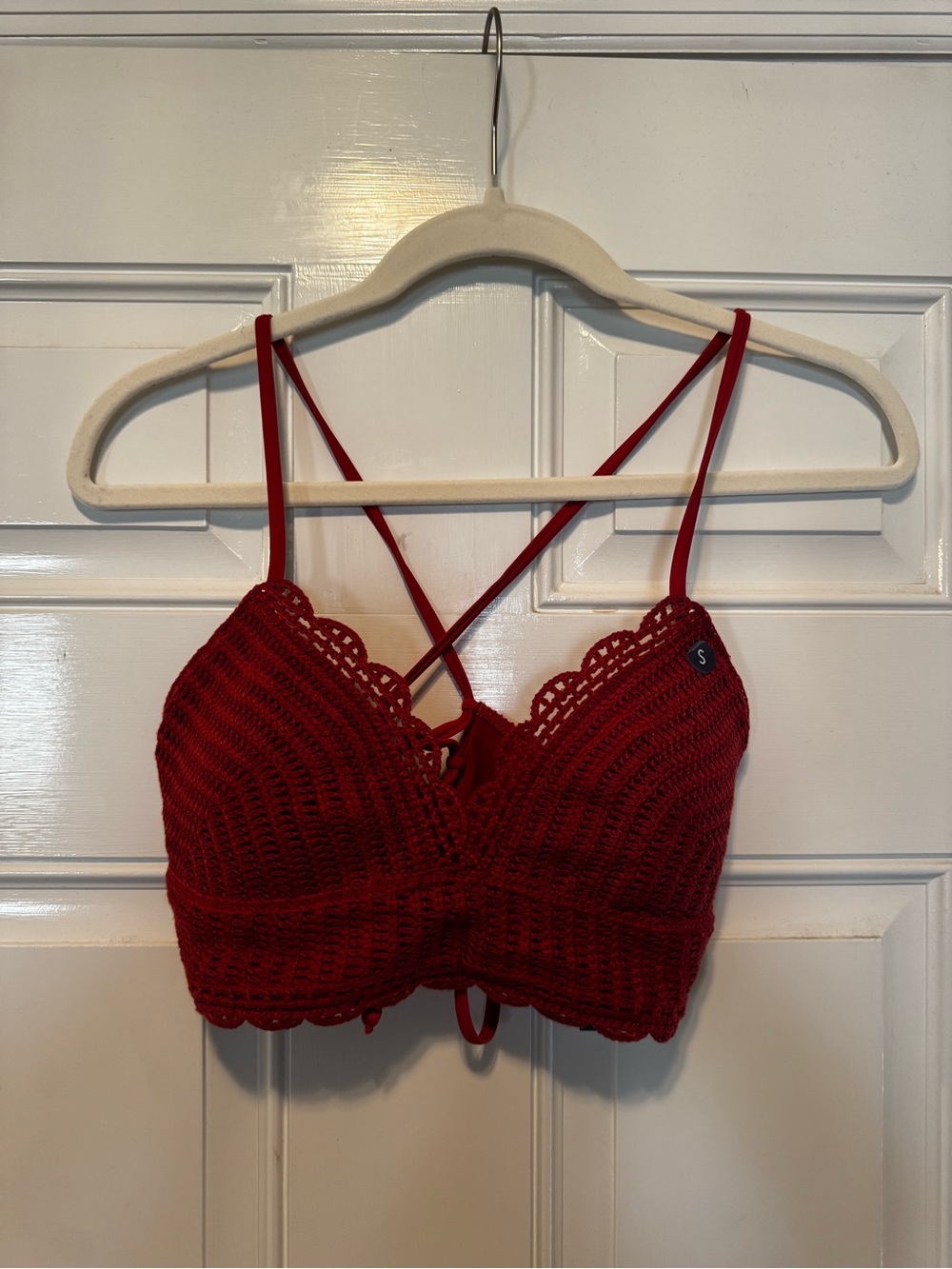 Hollister NWT Crochet Rust Lace Trimmed Women's Bikini Top Size Small